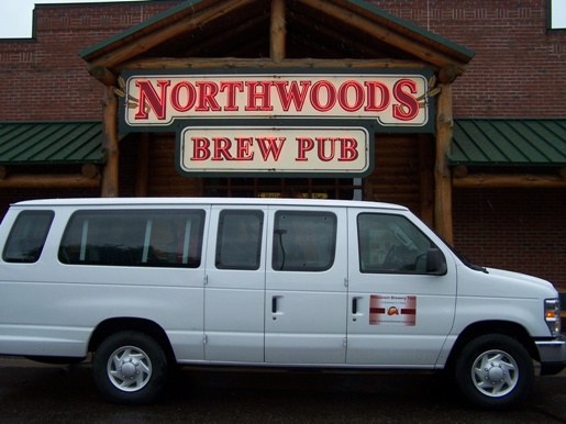Wisconsin Brewery Tour Van at Northwoods Brew Pub in Eau Claire WI